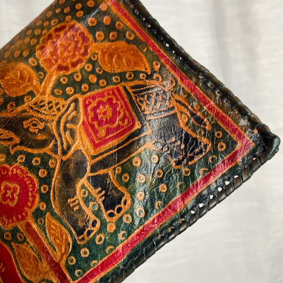Vintage Leather Elephant Design Clutch - Picture 7 of 7